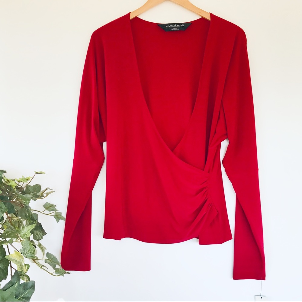 NWT Norma Kamali red wrap top